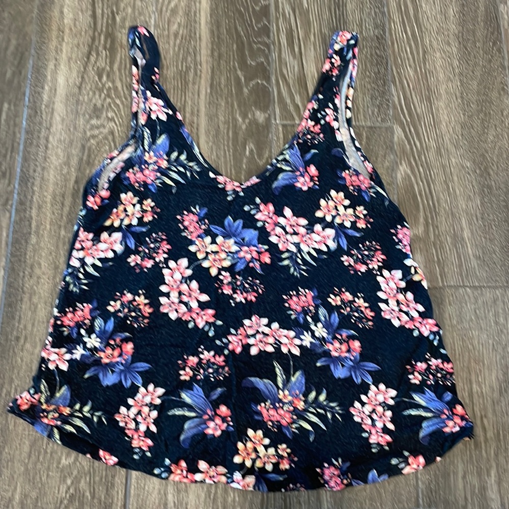 Black Floral Tank Top